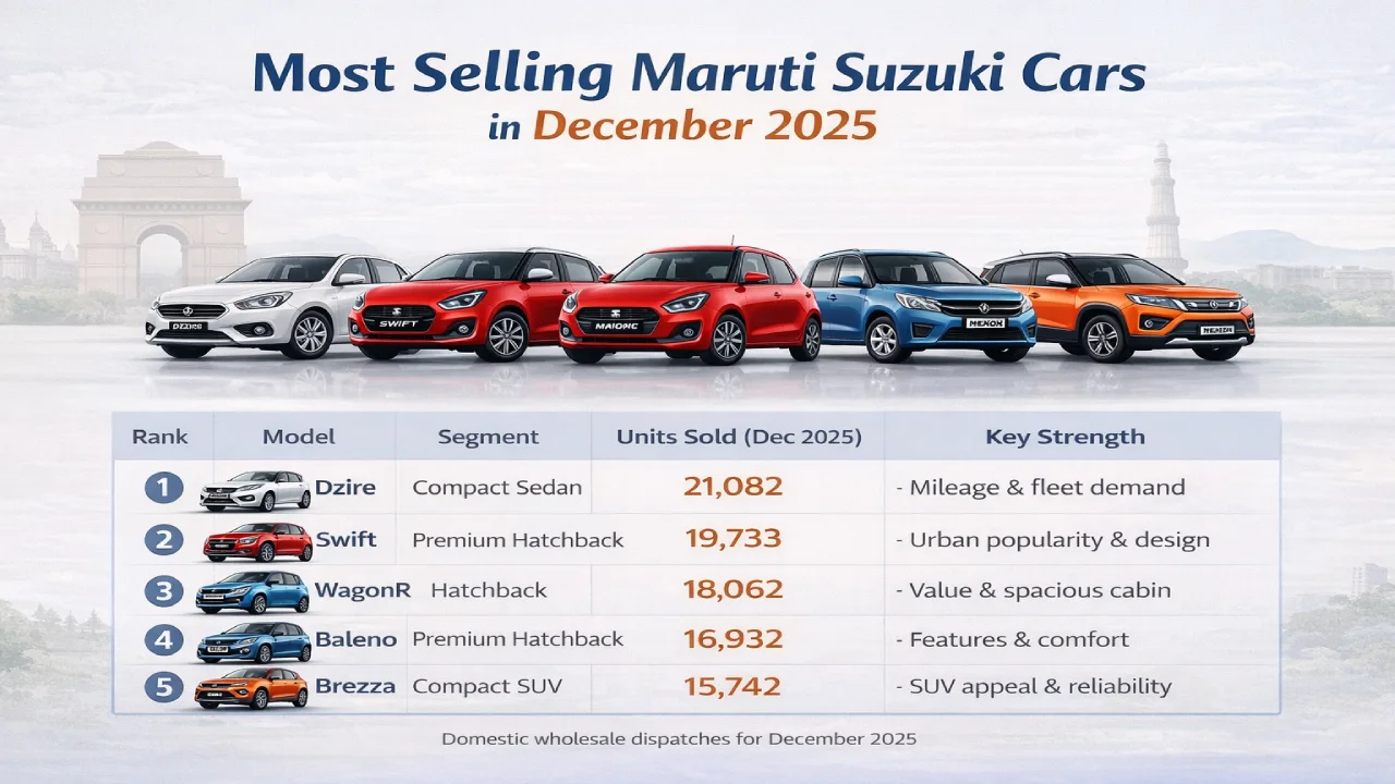 most selling maruti suzuki cars in december 2026